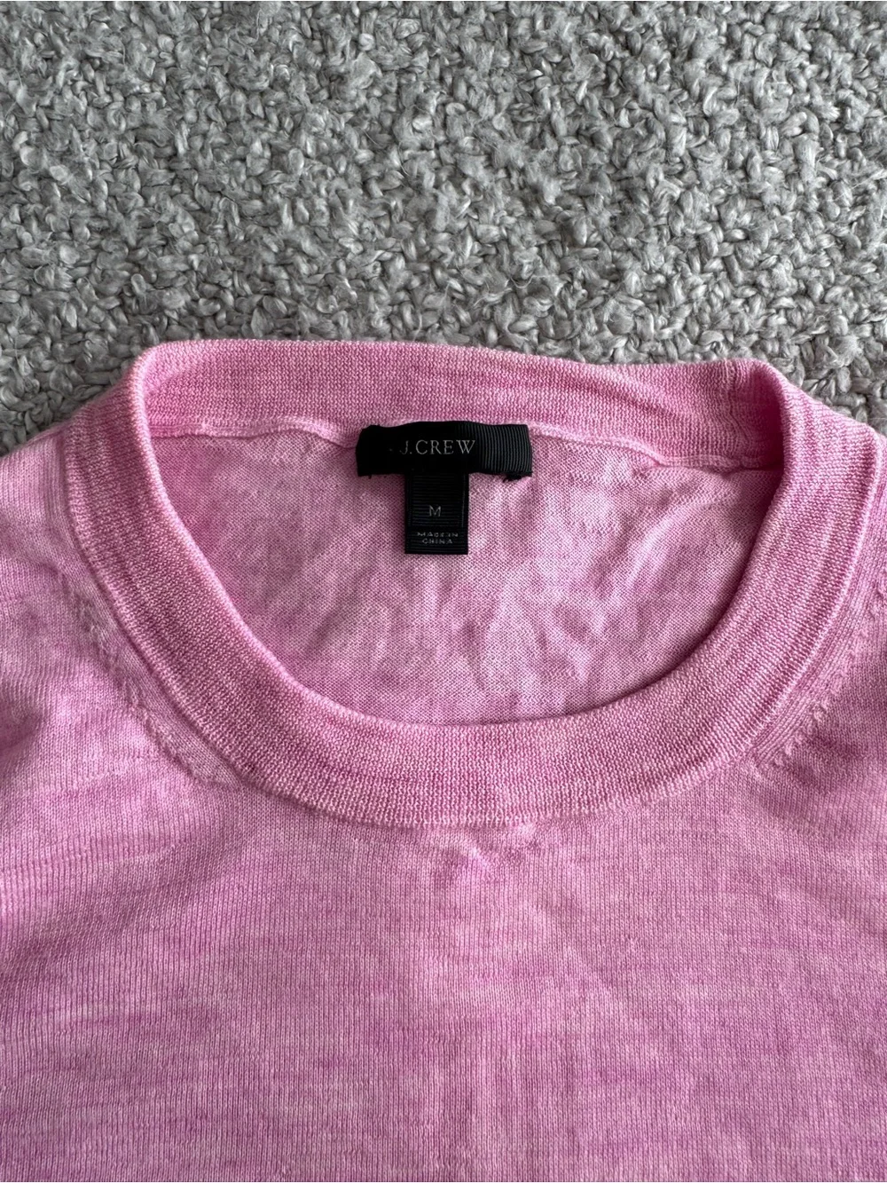 J. Crew Soft Heathered Pink Crewneck Merino Wool Sweater